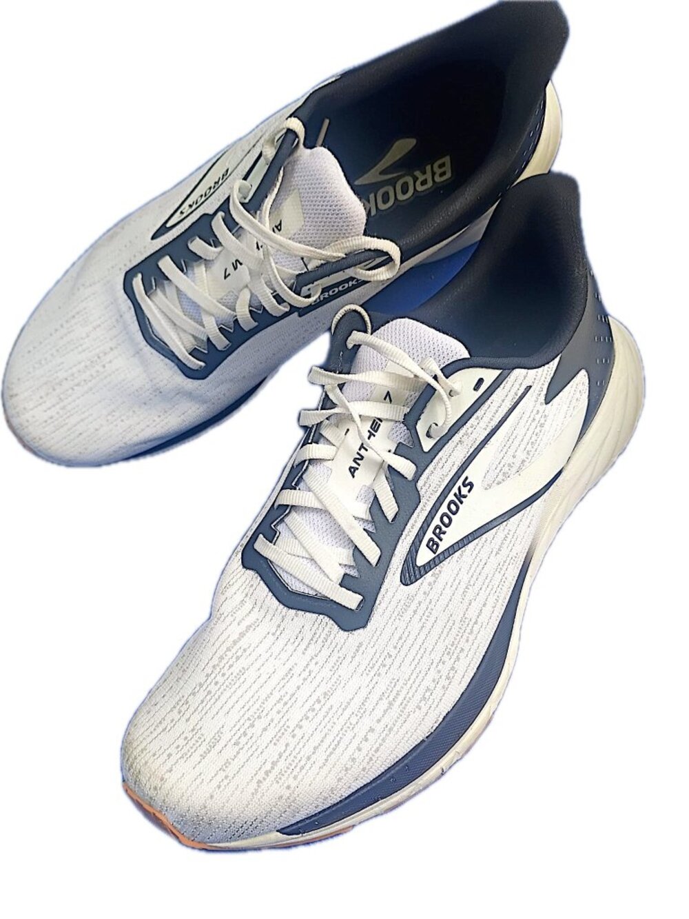 Brooks Anthem 7 Mens Running Shoes White Black Tan Size 11 Cushioned Comfort